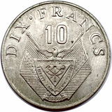 Rwanda, 10 Francs, 1974,  F-VF Used Condition, Original Coin for Collection