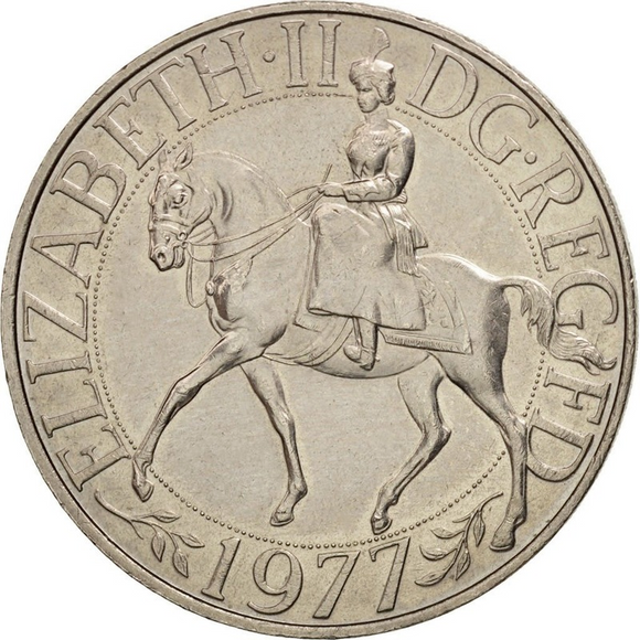 UK, British 1 Crown, 1977, Old Coin for Collection