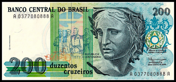 Brazil, 00 Cruzados, 1990, P229, UNC Original Banknote for Collection