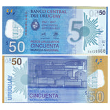Uruguay 50 Pesos Uruguayos 2017 / 2018 ( BCU's 50th anniversary ) Polymer original banknote