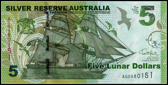 Australia 5 Lunar Dollars, 2015 Silver Reserve, 