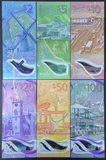 Barbados, (2-100 Dollars),  Set 6 PCS Banknotes, 2022, P80-85, UNC Original Polymer Banknote for Collection