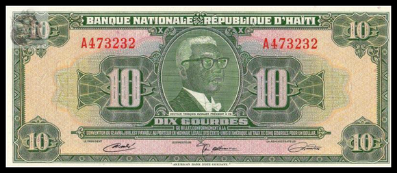 Haiti, 10 Gourdes, 1968, P-203, UNC Original Banknote for Collection