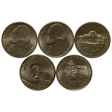 US Set 5 PCS Coins, 2001-2006, Jefferson Nickel, Westward Journey,  USA United State Original 5 Cents Coin, DCAM Proof