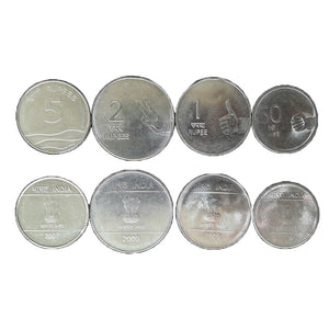 India, Set 4 PCS Coins, 2007-2009, Original Coin for Collection
