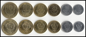 Costa Rica, Set 6 PCS Coins, AUNC Original Coin for Collection
