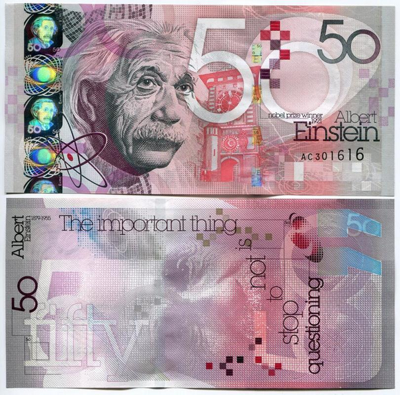 UK, British 2005, Einstein 50th Anniversary, Test Banknote for Collection 1 Piece