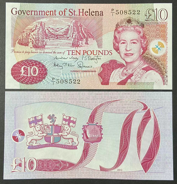 SaintHelena, 10 Pounds, 2012, P-12, UNC Original Banknote for Collection