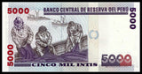 Peru 5000 Intis 1988 P-137 UNC Original Banknote