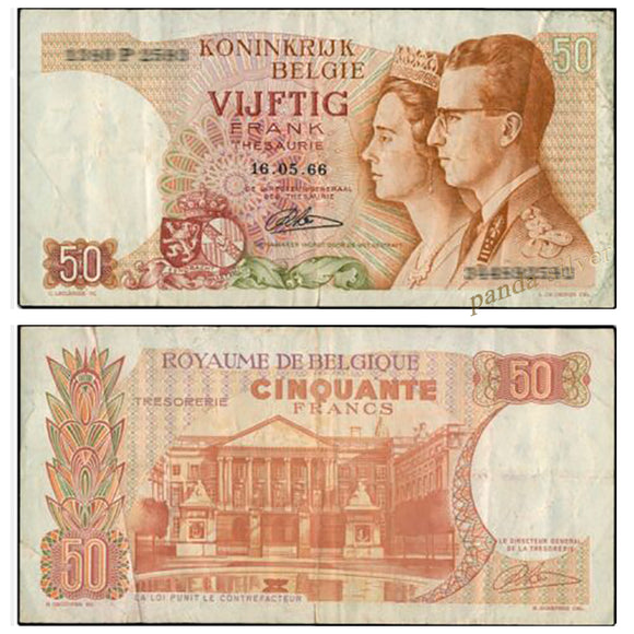Belgium 50 Frank, 1966 P-139, F-VF Condition Banknote