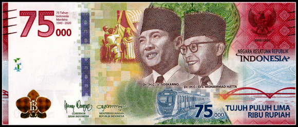 Indonesia, 75000 Rupiah, 2020, UNC Original Banknote for Collection