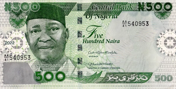 Nigeria, 500 Naira, 2022, P-NEW, UNC Original Banknote for Collection