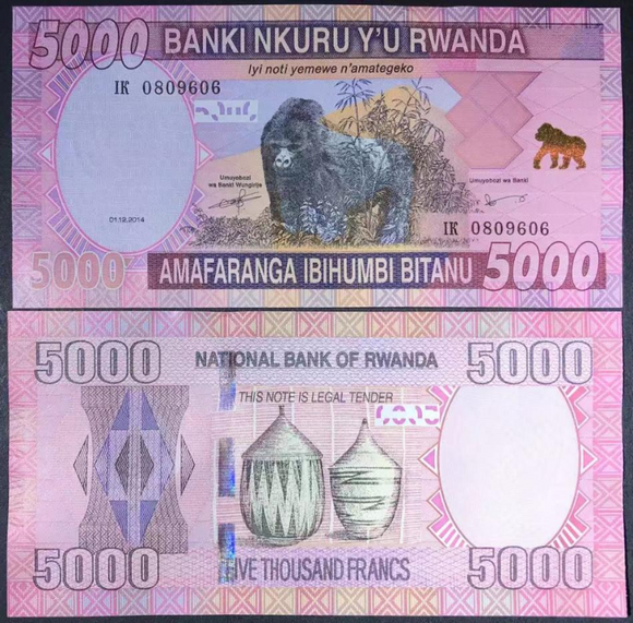 Rwanda, 5000 Francs, 2014, UNC Original Banknote for Collection