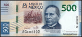 Mexico 500 Pesos 2017 P-New,UNC Original Banknote