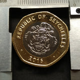 Seychelles 10 Rupees Coin 2016, UNC Original Bimetallic 25MM coins Animal Turtle Coin