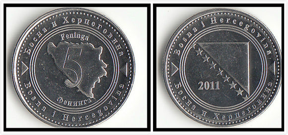 Bosnia Herzegovina 5 Feninga coin 2011 KM#121 UNC original real coin