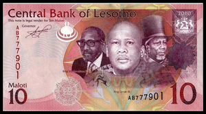 Lesotho, 10 Maloti, 2010, P-21a, UNC Original Banknote for Collection
