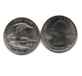 USA Quarter (1/4 dollar) 2018 NATIONAL PARK "Block , Rhode Island" UNC Original America Coin