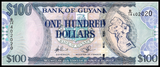 Guyana, 100 Dollars, Random Year, P-36, UNC Original Banknote for Collection