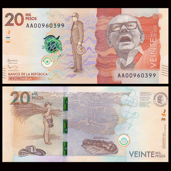 Colombia, 20000 Pesos, 2015, P-461a, UNC Original Banknote for Collection