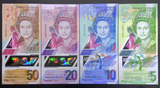 Eastern Caribbean, Set 4 PCS Banknotes, 5 10 20 50 Dollars, 2019, UNC Original Polymer Banknote for Collection