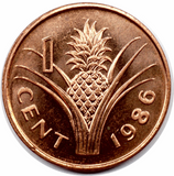 Swaziland, 1 Cent, 1986,  AUNC Original Coin for Collection
