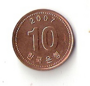 Korea, 10 Won, 50 PCS Coins (1 Roll) , Random Year, Coin for Collection