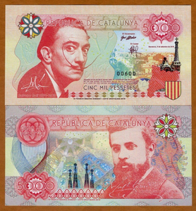 Spain Catalogne, 5000 Pesetas, 2016, UNC Original Test Banknote for Collection