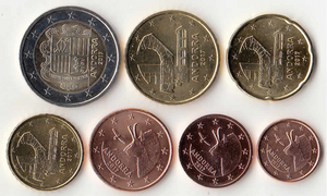 Andorra, Set 7 PCS Coins, UNC Original Coin for Collection