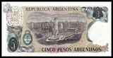 Argentina, 5 Pesos, ND1983-84, P-312, UNC Original Banknote for Collection