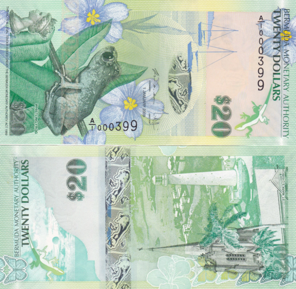Bermuda, 20 Dollars, 2009, UNC Original Banknote for Collection
