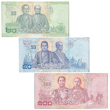 Thailand Set 3 pcs (20 ,50,100 BAHT) banknotes 2018 KING RAMA X UNC original banknote