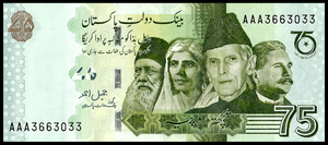 Pakistan, 75 Rupees, 2022, UNC Original Banknote for Collection