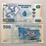 Congo 500 Francs, Full bundle (100 pcs) banknotes , random year , UNC original banknote