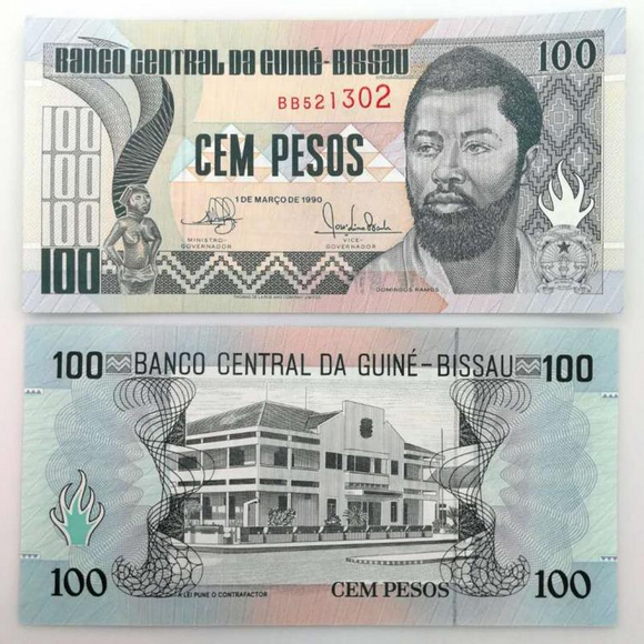 Guinea Bissau, 100 Pesos, 1990 P-11, UNC Original Banknote for Collection