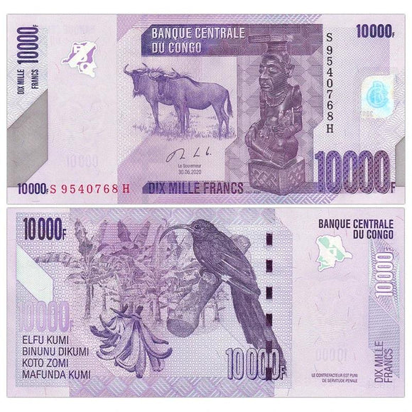 Congo, 10000 Francs, 2020 P-103, UNC Original Banknote for Collection