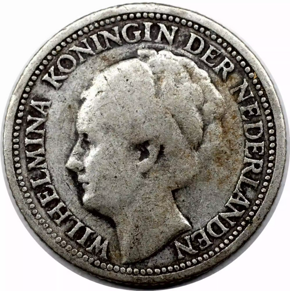 Curacao, 1/10 Gulden Silver Coin, 1944-47 Random Year,  F Used Condition, Original Silver Coin for Collction, 0.64 Silver
