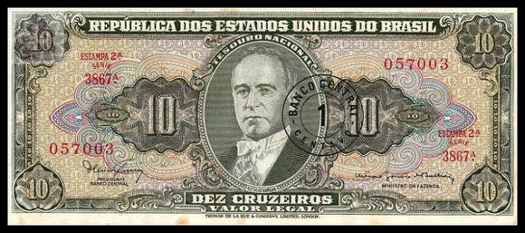 Brazil, 10 Cruzeiros, 1967, P-183b, AUNC Original Banknote for Collection