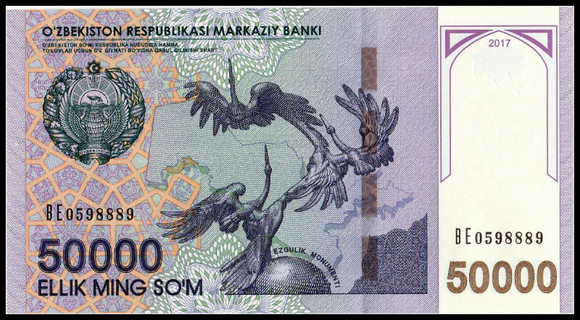 Uzbekistan, 50,000 Som, 2017, P85, UNC Original Banknote for Collection