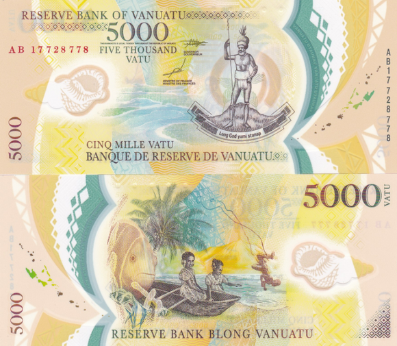 Vanuatu, 5000 Vatu, 2017 P-19, Polymer, UNC Original Banknote for Collection