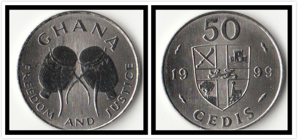 Ghana, 50 Cedis, 1999, UNC Original Coin for Collection