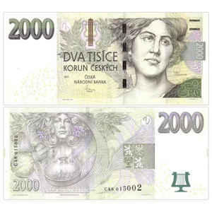 Czech, 2000 Korun, 2007, UNC Original Banknote for Collection