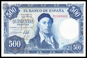 Spain, 500 Pesetas, 1954, P-148, AUNC Original Banknote for Collection