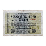 Germany 1923 P-106, 10 Million Marks, VF Used Condition, ( Single Side Print ) Original Banknote