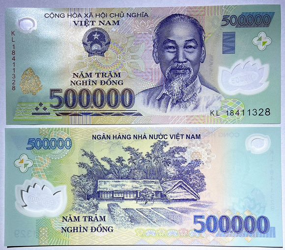 Vietnam 500000 Dong, 2015-2020 P-124, Polymer Banknote, UNC Banknote for Collection