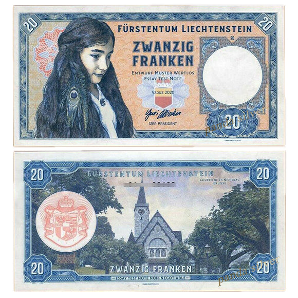 Liechtenstein 20 Franken, 2020 Commemorative Banknote for Collection