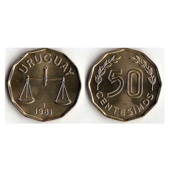 Uruguay 50 Centesimos 1981 KM#68 Original Coin
