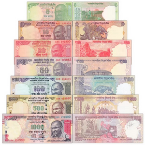 India, (1-1000 Rupees), Set 8 PCS Banknotes, 2010-2017 Random Year, UNC Original Banknote for Collection