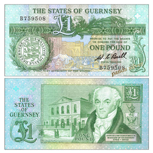 Guernsey 1 Pound, 1980-1989 P-48, UNC Banknote for Collection, 1 Piece