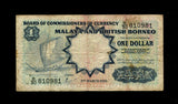Malaya and British Borneo 1959 P-8, Used VF Condtion, 1 Dollar, Banknote , Rare Collection